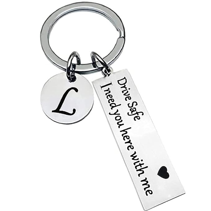 Drive Safe Keychain 26 Letters (A-Z) Keychain Gifts for Boyfriend Couple Husband Dad Birthday Christmas Valentines Day Gift