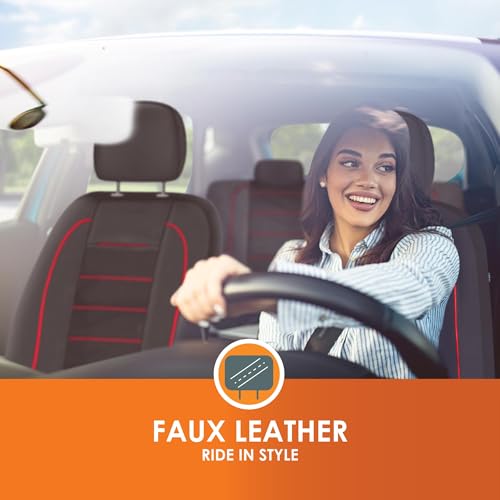 Image of Universal Fit Premier Leatherette Seat Covers - Full Set - Red