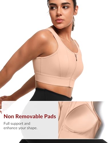 Image of Yvette Front Closure High Impact Sports Bra for Women | Cup Sizes A to DDD Up to 5XL, Sewn in Pads, No Underwire, Breathable Fabric Moisture-Wicking, Easy on and off, Full Coverage