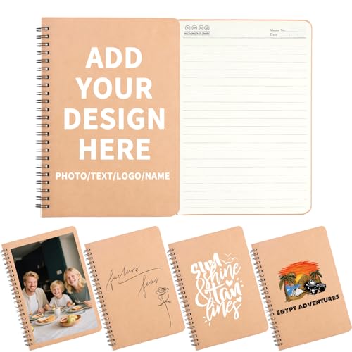 Custom Spiral Notebook - Personalized Your Photo/Logo/Text, Customizable A5 Notebook,Composition Journaling Notebooks for Writing, School, Office, Business, Lined Paper