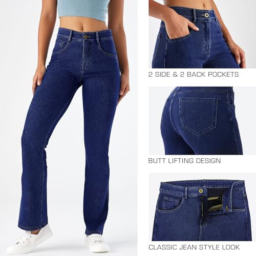 Stretch Boot Cut Jeans for Woman Flare Leggings Mid Waist Bell Bottom Jeans3