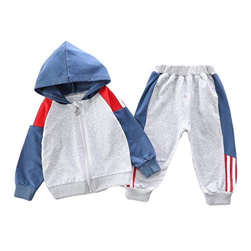 Doomiva Toddler Baby Boys Tracksuit Long Sleeve Hooded Jacket with Jogger Pants Set Outfit Casual Dailywear Red 5-6