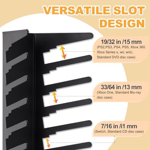 EZFXHD WTER 4 Pack Video Game Case Storage Wall Mount - Holds Up to 72 Disc Boxes,Metal Wall Mounted Game Case Holder for PS,DVD,Xbox Game Organizer - 4