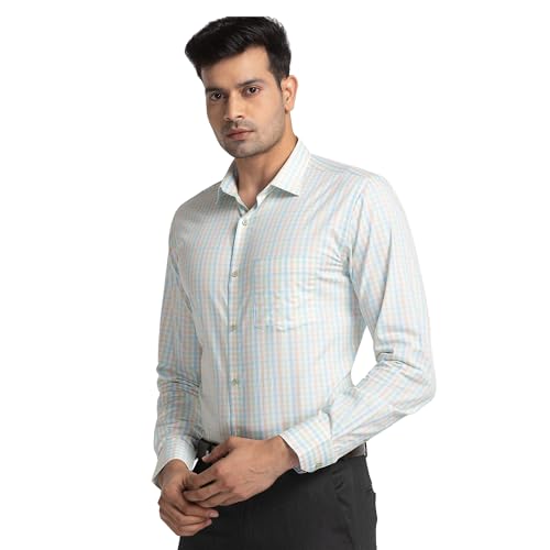 Image of Park Avenue Men's Pure Cotton Checks Pattern Slim Fit Ainsley Collar Full Sleeve Formal Shirt