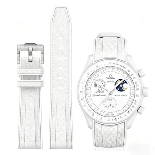 Image of BONACE Bands for Moonswatch Watch,Curved SIlicone Strap Compatible with Omega X Swatch 20mm Watch,Swatch Omega Moonswatch Speedmaster Replacement No Gap Strap Men Women