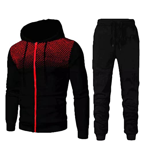 DAIHAN Ensemble Jogging Survêtements Sport Hommes 2 Pièces Sweat à Capuchel Zippe Manches Longues et Pantalon de Sport,Noir,L Cover