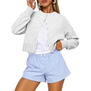 Trendy Queen Suéteres tipo cárdigan recortados para mujer, ligeros, de punto, para otoño, ropa de moda 2025