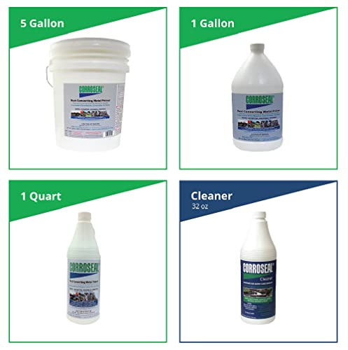 Corroseal Rust Converter & Metal Primer – Stops & Prevents Corrosion on Metal, Pro-Grade Rust Inhibitor for Cars, Trucks, Trailers, Marine & Industrial Equipment, 1 Gallon