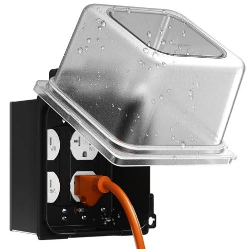 ELEGRP 2-Gang Weatherproof Outdoor Outlet Cover, 5.33 in Deep, Extra-Duty Clear in-Use Outlet Cover for GFCI/Decorator Receptacles, 40-in-1 Custom Configurations, UL/CUL Certified, 1 Pack