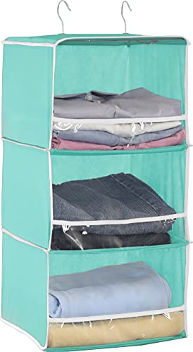 Simple Houseware Organizador de armario con tapa frontal, 3 estantes, color turquesa Cover