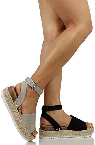 Soda Women's Open Toe Halter Ankle Strap Espadrille Sandal (11 M US, Black) | Image 4