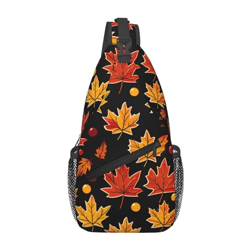 Maple Leaf Sling Bag for Women Men, Fall Leaves Crossbody Sling Backpack, Shoulder Chest Pack for Travel Casual Hiking