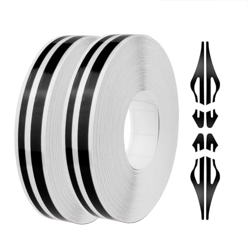 Juttzzei 2PCS Bande Autocollante Voiture, 10mm x 10 M Bande Décorative de Voiture, Prime Vinly Bandes Décoratives Autocollantes pour Voiture, Moto, Bateau et...