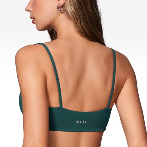 Image of INGIA Womens Square Neck Sports Bra Workout Bra | Spaghetti Strap, Padded, Cami,Yoga, Wireless, Square Back, Crop Top, for Women