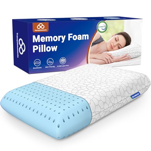Image of Memory Foam Pillows, Bed Pillow, Bed Pillow for Side, Back and Stomach Sleepers, Neck Pillow for Sleeping with Removable and Machine Washable Cover, Queen Size (1 Pack)