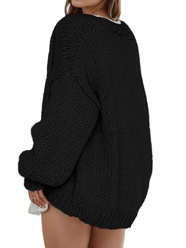 Women's Oversized Open Front Chunky Cardigans Sweaters Long Sleeve Knitted Jackets Tops2