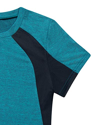 Active Shirts Women Crewneck, Teen Girls Activewear Short Sleeve Scoop Neck Hiking Workout Fancy Tees Colorblock Aline Tunic Sweat Wicking Athletic Golf Tennis Tshirt Tops Teal Xl #TOP3