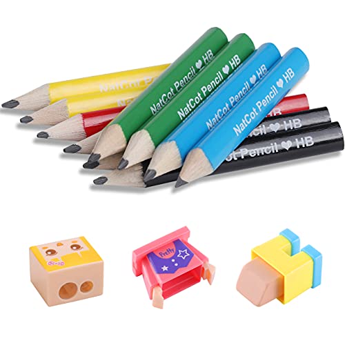 NatCot 3.5-inch Triangular Fat Pencil For 2-8 Years Old Kids Use.10 Pencil With Pencil Sharpener And Eraser (color)