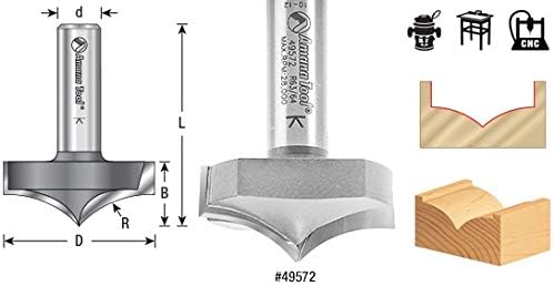 Amana Tool - 49570 Carbide Tipped Plunge Ovolo with Center Pt 23/32 Radius x 1-3/4 Dia x 2