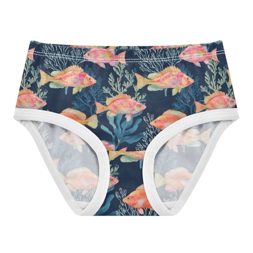 Girls Underwear Soft Cotton Tropical Fish Coral Kids Panties in Sizes 2/3t, 4t, 5t, 6 and 8