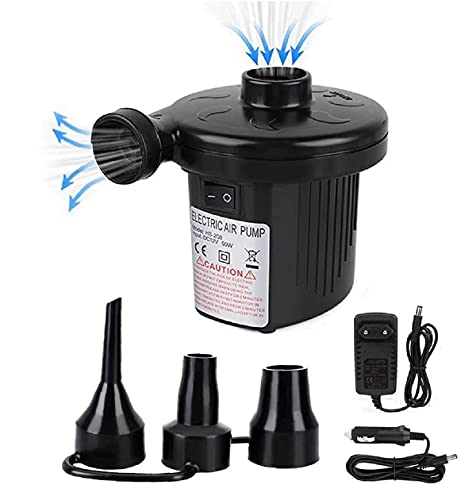 Bomba de Aire eléctrica, Bomba de Aire para inflador, Bombas eléctricas de Camping portátiles, Bomba de colchón neumático para Piscina, 3 boquillas para Uso doméstico o Coche Cover
