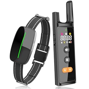Dog Training Shock Collar 3300FT Dog Bark Collar with Remote IP67 Waterproof with 4 Training Modes Beep Vibration Light Safe Double Shock Mode Magnetic Charger Electric Dogs Collar 5-120lbs Black1.0