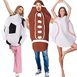Funnysoft 3 Pcs Football Soccer Baseball Cosplay Costume Family Group Halloween Costume for 3 People Sports Theme One Size Fits Funny Suits Sport Performance Outfit for Adult Youth Couple