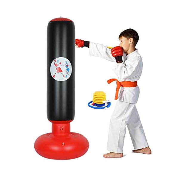 Inflatable Punching Bag 63inch Free Standing Boxing Target Bag Exercise Stress Relief Exercise and Kickboxing for Kids and Adults…