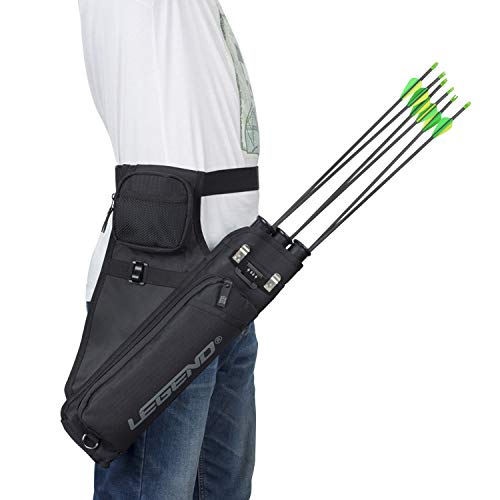 Legend First Archery Quiver For Arrows - Target Shooting Hip Quivers With Adjustable Belt & 3 Arrow Tubes - Durable Nylon Material - With T-Slot & Storage Pockets For Accessories, Tools, Score Card #TOP7