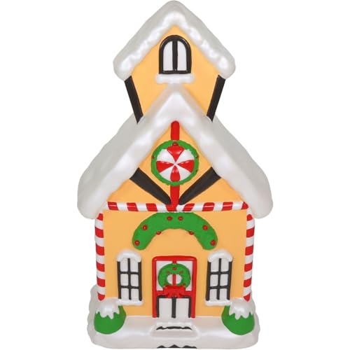 Fraser Hill Farm 32” Gingerbread House Blow Mold, Lighted Indoor & Outdoor Christmas Decoration, Vintage Seasonal Holiday Décor with LED Lights, Novelty Winter Wonderland Display