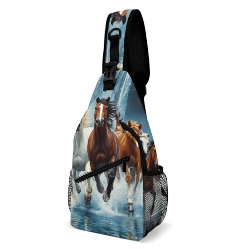 Sac Bandoulière pour Escalade et Sport - Sacoche de Poitrine Légère Motif Cheval