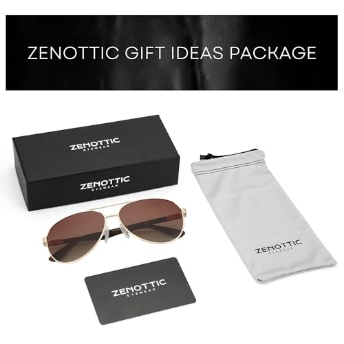 Image of ZENOTTIC Polarized Aviator Sunglasses for Men Carbon Fiber Temple Pilot Sun Glasses with Mirrored Lens UV Protection