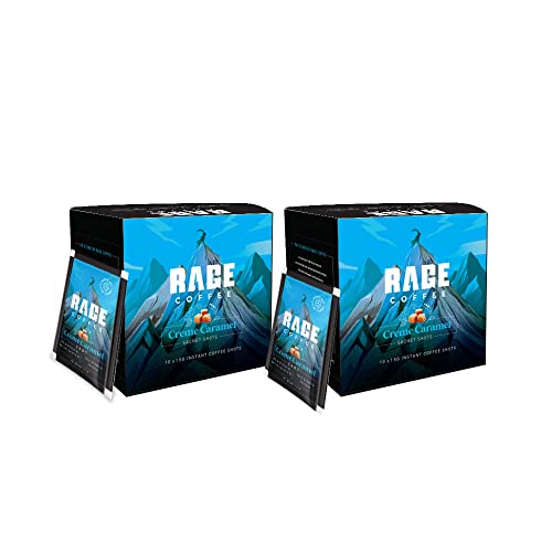 Image of RAGE COFFEE - 3.25 Gms X 10 Sachet Shots Creme Caramel - Premium Arabica Instant Coffee (Pack Of 2), Powder