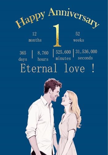 1 th Anniversary Card Gifts for Couple,8x5.3 inchs Special Anniversary Card to Husband and Wife,Wedding & Valentine’s Day Cards for Men,Women,Girlfriend,Boyfriend