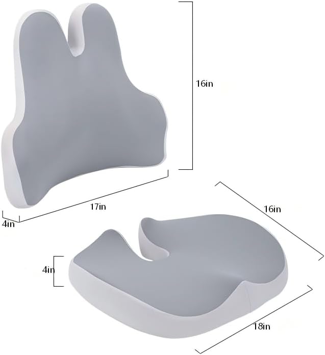 Seat Cushion & Lumbar Support Pillow Set for Office Chair, Ergonomic Pillow for Sciatica Pain Relief, Memory Foam Back Support Pillow & Chair Cushion for Car seat, Desk Chair,Sciatic nerve pain pad