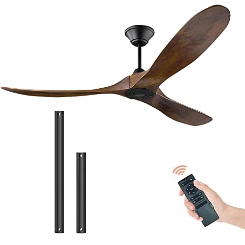 XSGDMN Holz-Deckenventilator ohne Licht, Außen-Innen-Deckenventilator mit...