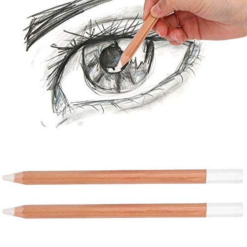 Haokaini 2PCS White Sketch Painting White Pencil Highlight Pen White Charcoal Wooden Pencils for Artist Drawing,Sketching,Blending