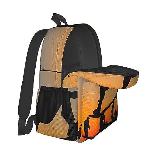 Sac à dos décontracté imprimé planche à roulettes pour le collège et le skate - 5