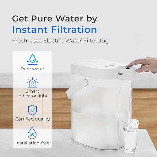 Waterdrop FreshTaste Instant Electric Water Filter Jug, 4L Rechargeable Dispenser, Reduces Calcium, Chlorine, Lead, Copper, Purifies, White (Replacement Filter: WD-EWFS) - Image 2