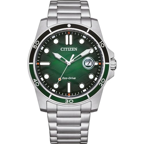 CITIZEN AW1811-82X - Reloj analógico de Cuarzo para Hombre con Correa de Acero Inoxidable, Verde, Pulsera CITIZEN AW1811-82X - Reloj analógico de Cuarzo para Hombre con Correa de Acero Inoxidable, Verde, Pulsera