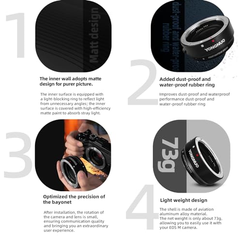 Anillo Adaptador de Montura YONGNUO EF-EOS M II para Objetivos Canon EF/EF-S a Cámaras Canon EOS-M (Montura EF-M), con Control Automático de Apertura y Enfoque Automático miniatura 7