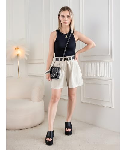 Platform Sandals Slides for Women Black Chunky Platform Wedge Comfortable Open Toe Slip on Flatform Sandals Casual4