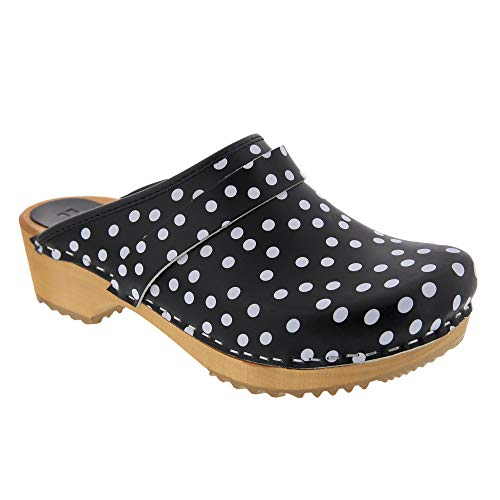 Image of Bjork Maja Wood Open Back Leather Clogs