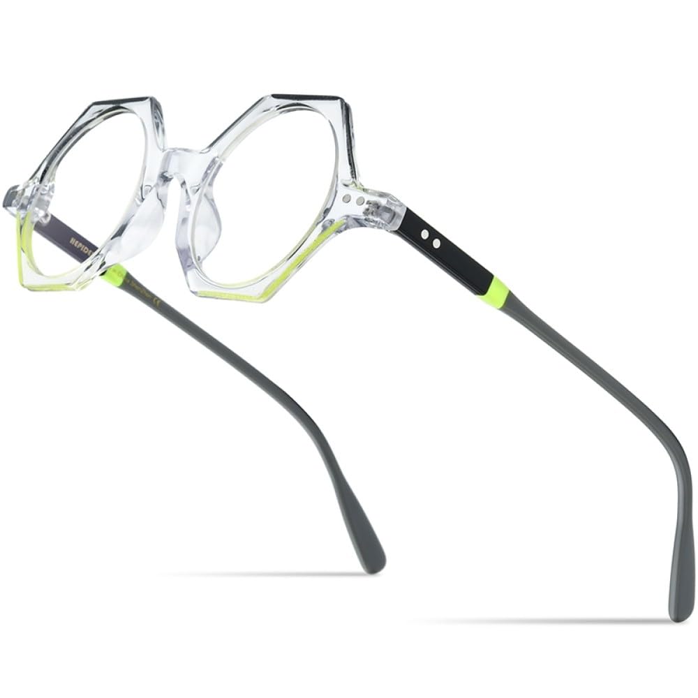 Montura de gafas de acetato ligera y resistente con diseño poligonal retro 8