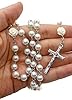 Nazareth Store White Pearl Beads Rosary Roses Mystery Beads Prayer Necklace Our Rose Lourdes Medal and Cross Crucifix, Zinc #2