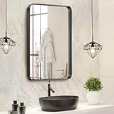 nicbex 34 x 26 inch wall mirror for bathroom vanity black metal recessed deep framed vanity mirror round corners horizontal vertical 