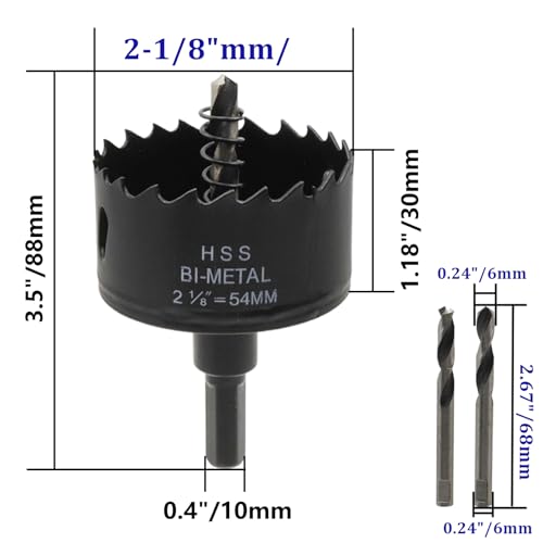 Image of 2-1 /8 inch Hole Saw Drill Hole Cutter BI-Metal Hole Saw for Thin Metal, Drywall, Plastic and Wood - 2pcs