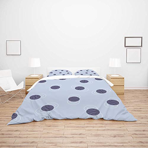 Parure de lit en polyester de qualité supérieure motif cercles bleu clair - 4