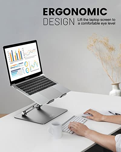 Jczt Foldable Laptop Stand For Desk, Adjustable Height Ergonomic Computer Stand, Aluminum Portable Laptop Stands Holder Riser For Macbook Air Pro, All 10-16" Notebooks Laptops, Space Gray #TOP2
