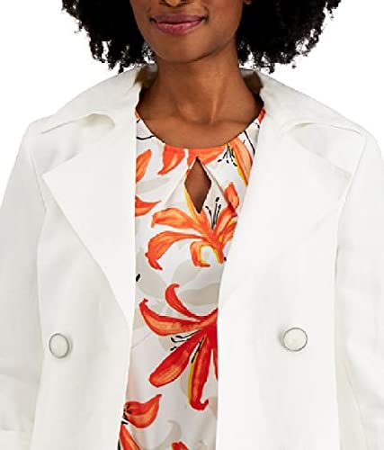 Kasper Women's Faux Double Breasted Linen Jacket with Cuff Sleeves2